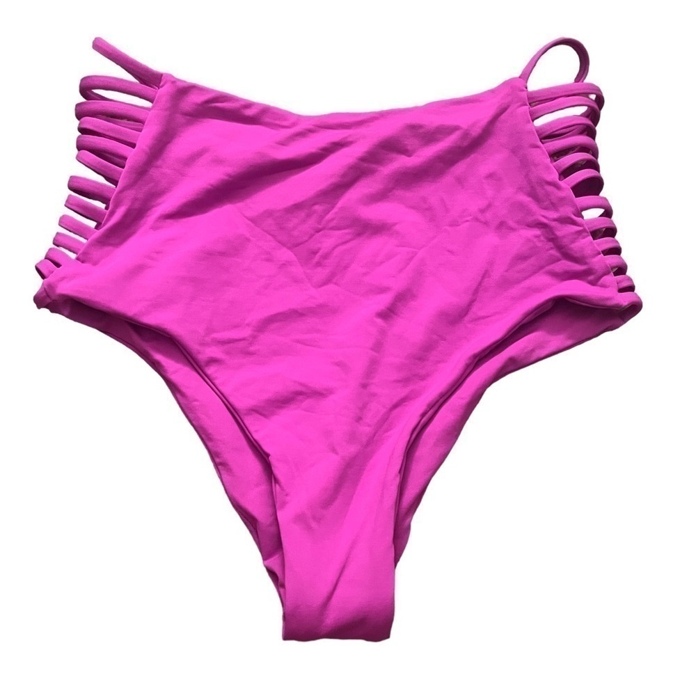 L*Space Swim Small Harrington High Waist Bikini Bottoms Fuchsia NWT MSRP $96